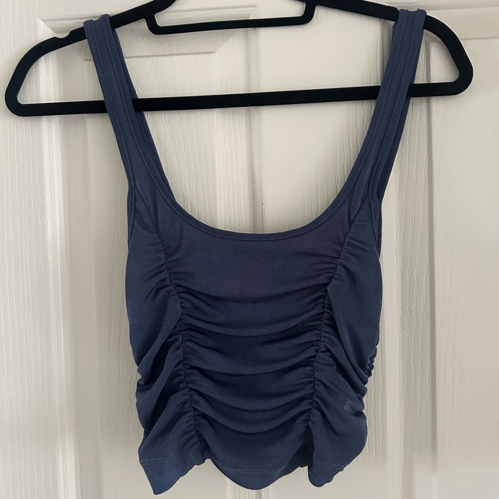 Urban Outfitters Ruched Navy Blue Top